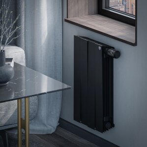 Радиатор биметаллический Royal Thermo PianoForte 500 Чёрный (Noir Sable) VR80 - 4 секц.